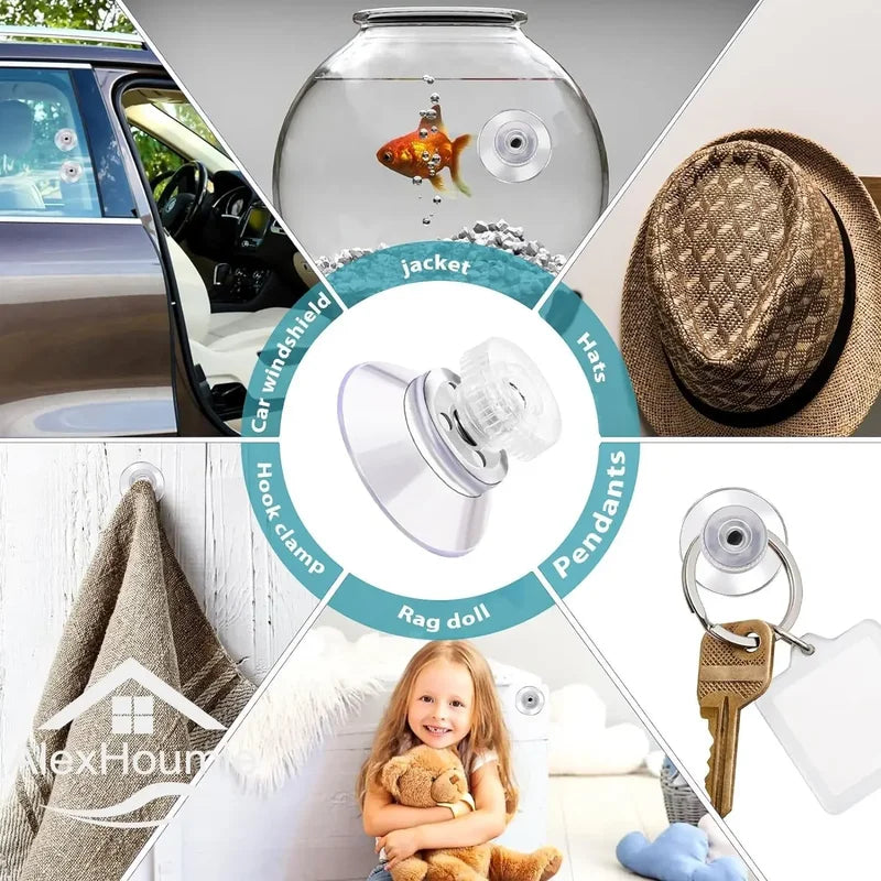 Clear PVC Suction Cup Set with Nut - Heavy Duty Waterproof Fixings