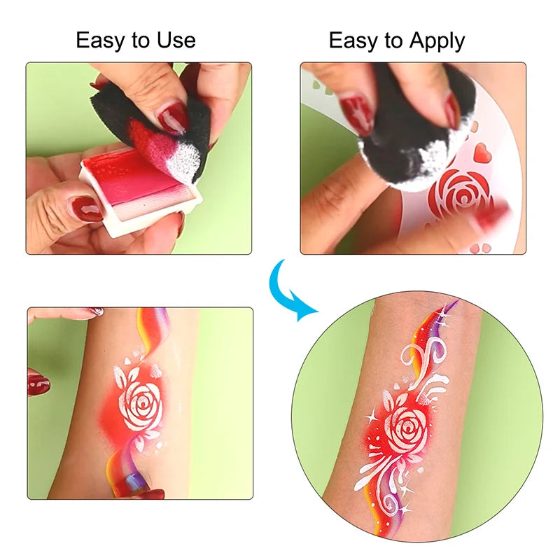 Neon Rainbow Water-Based Face & Body Paint Split Cakes - 10g Set