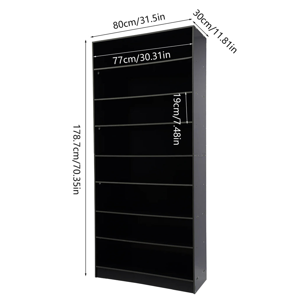 80cm Shoe Organizer with 8 Tiers - White or Black Storage Cabinet for Shoes
