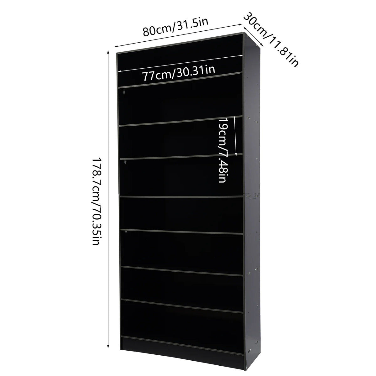 80cm Shoe Organizer with 8 Tiers - White or Black Storage Cabinet for Shoes