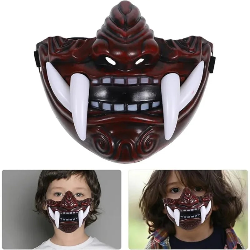 Halloween Oni Demon Mask - Japanese Samurai Plastic Costume Mask for Party & Cosplay