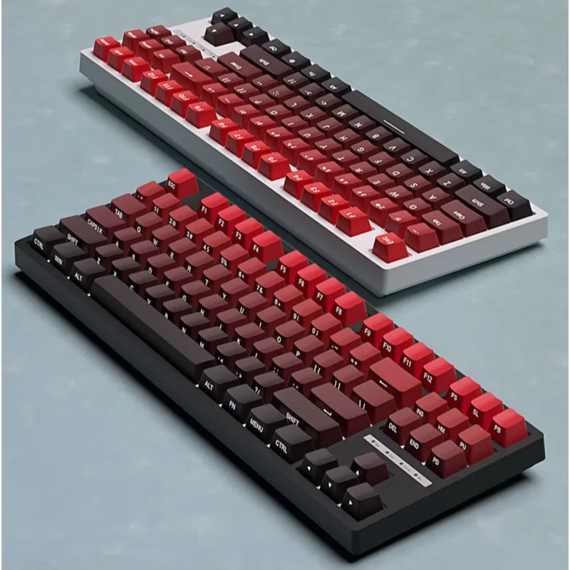 Mechanical Keyboard Keycaps Set 136 Keys PBT Side Engraved Red Black Gradient