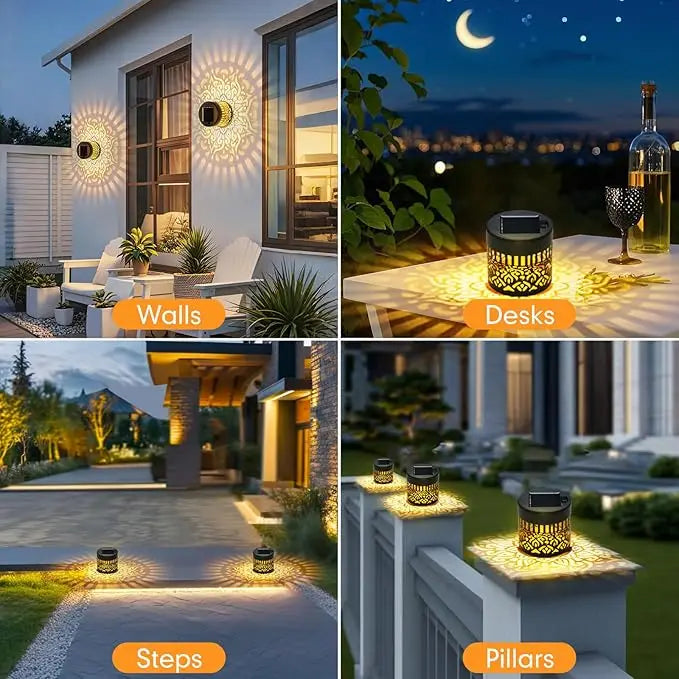 Solar Projection Wall Light Outdoor Garden Shadow Decor Waterproof Metal Sconce
