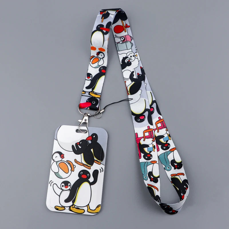 Penguin ID Badge Holder Lanyard Key Ring Card Cover Travel Accessory