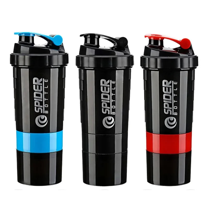 Large Capacity 3-Layer Shaker Protein Bottle for Powder & Drink Mixing