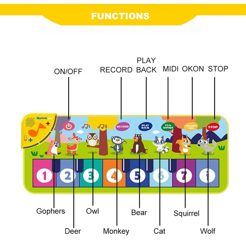 Kids Piano Mat Musical Floor Keyboard for Toddlers and Children - Educational Play Toy