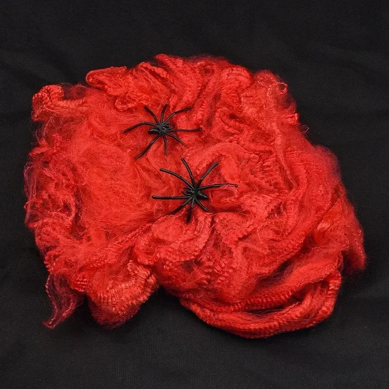 Halloween Artificial Stretchy Spider Web Cobweb with Spiders for Haunted House Decor