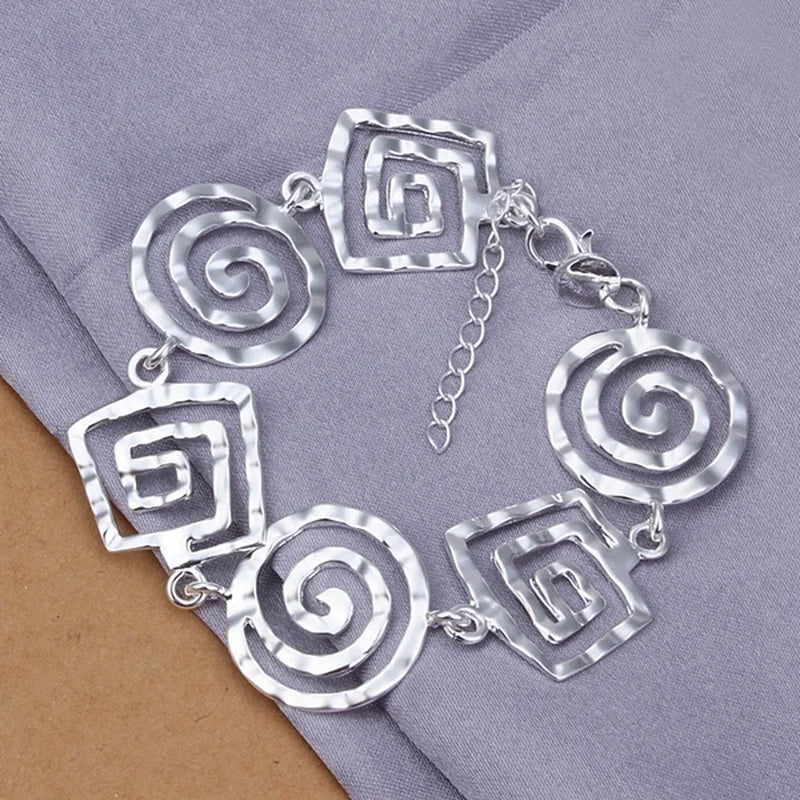 925 Sterling Silver Charm Bracelet for Women Holiday Gift Fashion Jewelry 8 Inch