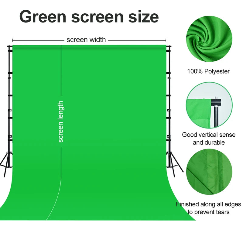 Photography Backdrop Cloth - Green, White, Blue, Green Screen Chroma Key Muslin Studio Background