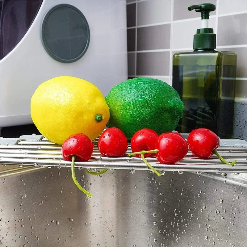 Foldable Stainless Steel Dish Drying Rack for Kitchen Sink & Countertop