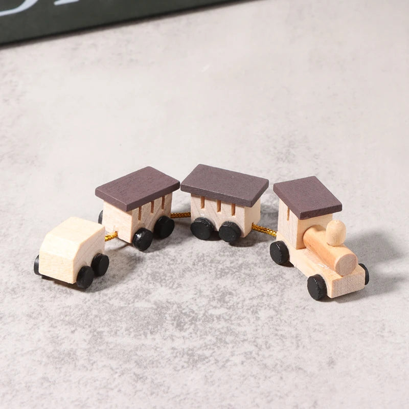Dollhouse Miniature Wooden Train - DIY Doll House Decor Accessories, 1:12 Scale