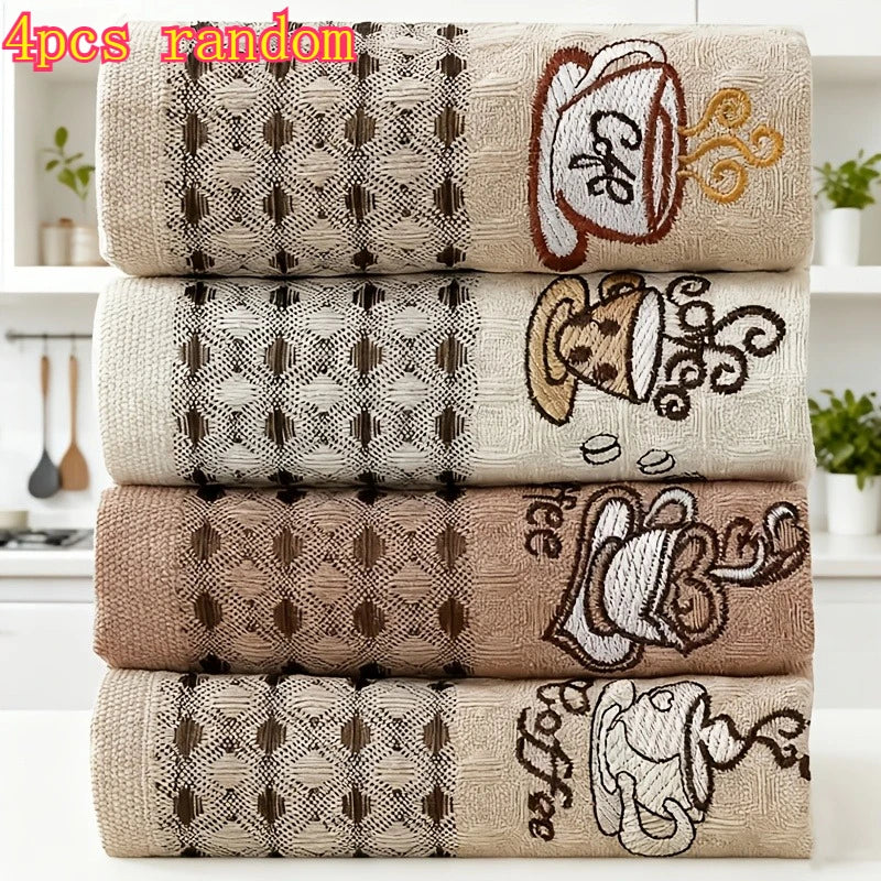 4-Pack Reusable Absorbent Dish Cloths - Kitchen & Bathroom Cleaning Towels