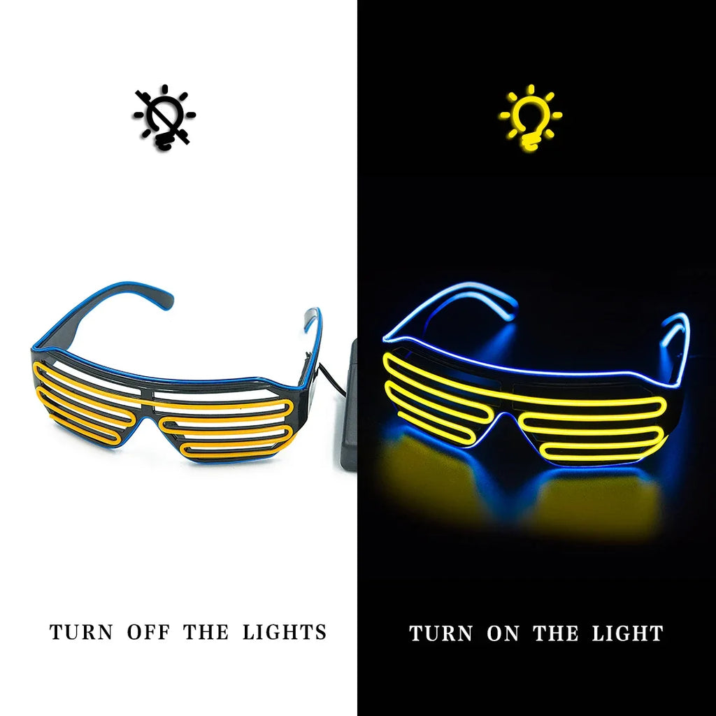Flashing LED Neon Glasses for Halloween Christmas Party Glow Sunglasses Festival Supplies