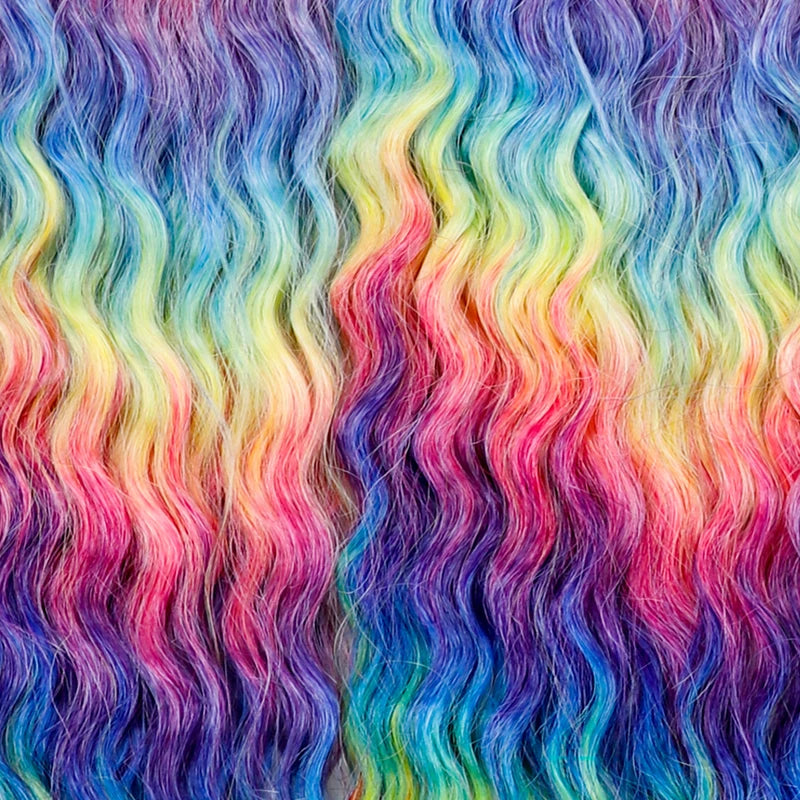 Synthetic Crochet Hair Extensions 22 Inch Water Wave Ombre Rainbow Curling Braiding