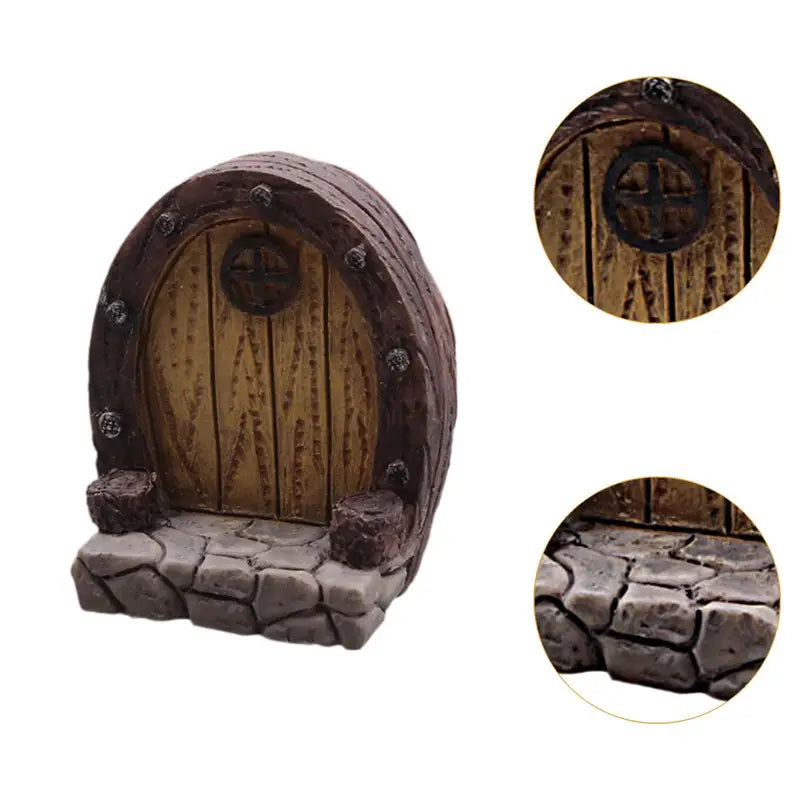 Miniature Garden Fairy Door Resin Lawn Ornament for Micro Landscape & Home Decor