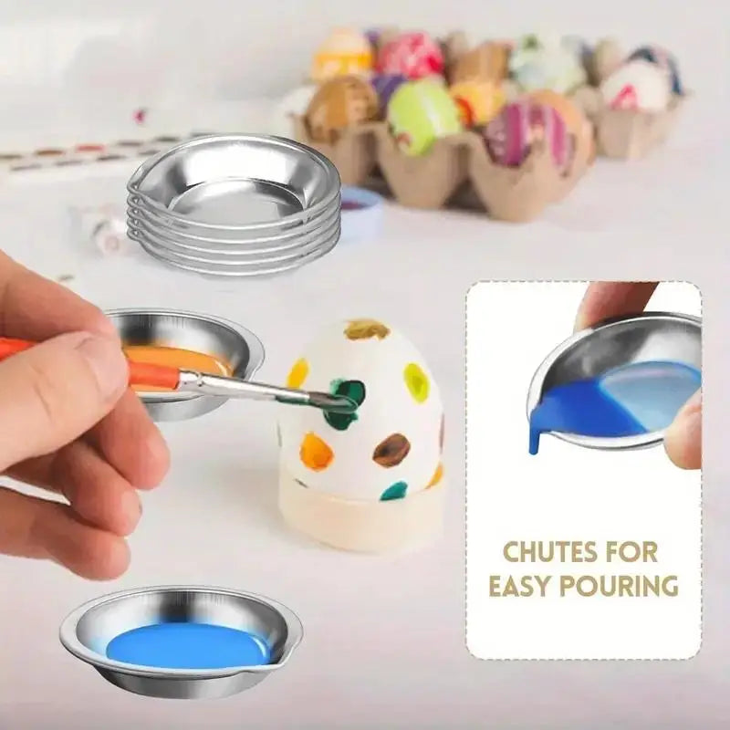 12-Piece Stainless Steel Paint Mixing Palettes - Small Round Art Watercolor Trays