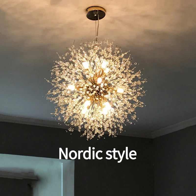 Nordic Modern Crystal Chandelier for Living Room & Bedroom - Energy-Efficient LED Lighting