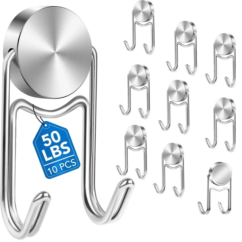 Heavy Duty Magnetic Hook Set - Stainless Steel Wall Hooks for Cruise, Kitchen, Office & Home Storage