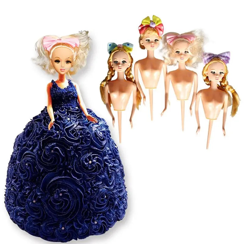 Kids Doll Cake Topper with Curly Hair and Big Eyes for Birthday Cakes - Random Style