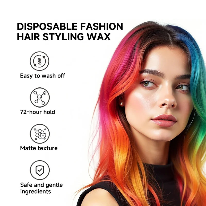 Halloween Hair Colour Wax Set - 13 Vibrant Colors, Easy Wash, DIY Hair Dye