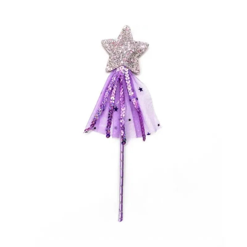 Children's Five Point Star Wand with Tassels and Glitter for Themed Parties