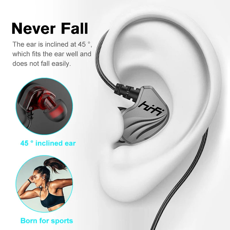 In-Ear Wired Headphones with Microphone 6D HIFI Heavy Bass for Gaming Music