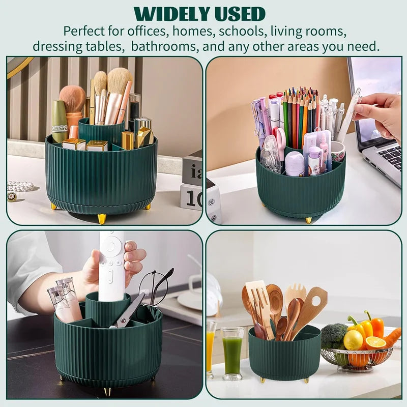 Rotating Makeup Brush Organizer 5 Slots Multi-Functional Desktop Storage