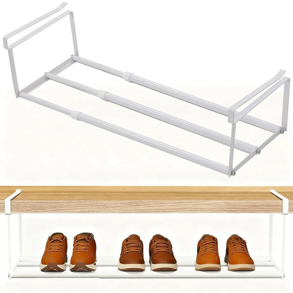 Adjustable Under Shelf Shoe Rack - Space Saving Layered Organizer for Closet & Home