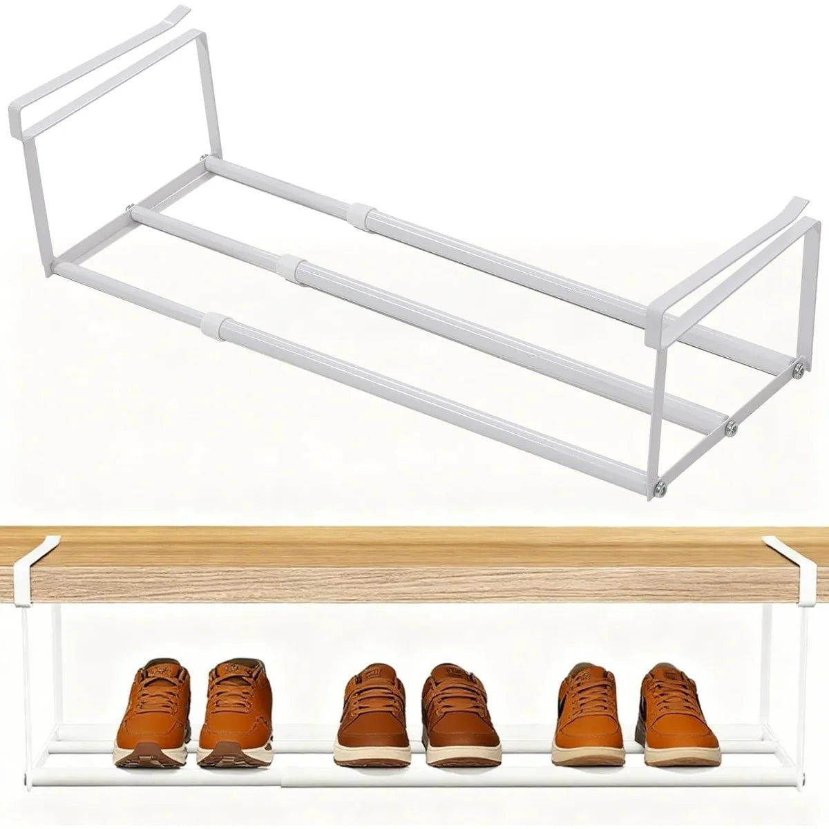 Adjustable Under Shelf Shoe Rack - Space Saving Layered Organizer for Closet & Home