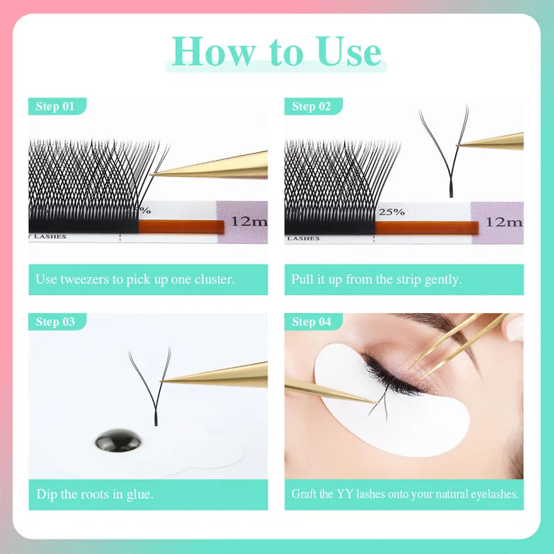 Premium Mink Lash Extensions Y Shape Cross Bloom False Eyelashes - Natural & Light