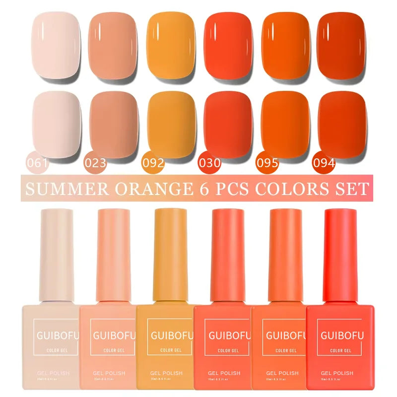 6-Pack 15ml Gel Nail Polish Set Semi-Permanent UV Varnish for Manicure & Nail Art