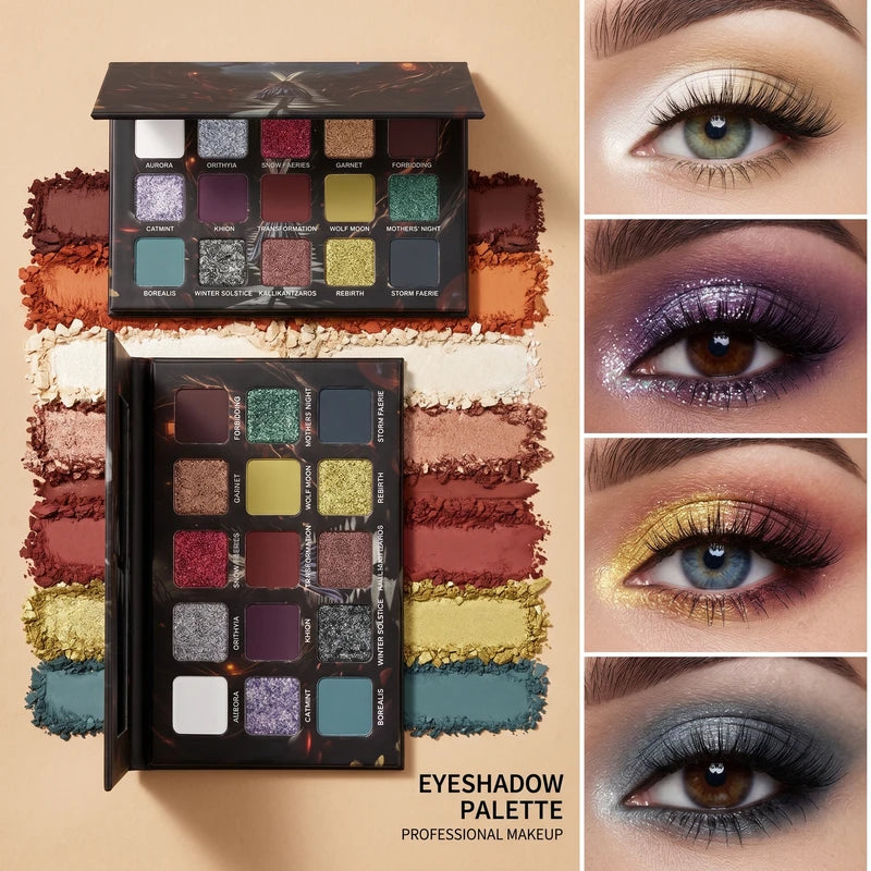 Herorange Eyeshadow Palette 15 Shades Matte Metallic Glitter Smoky Eye Makeup for Beginners