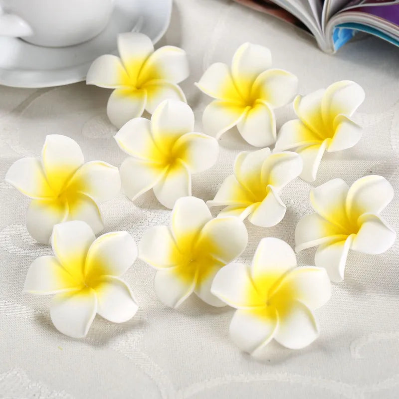 Fake Foam Frangipani Flowers for Wedding Decorations Craft Projects Hair Accessories - 10 Pack