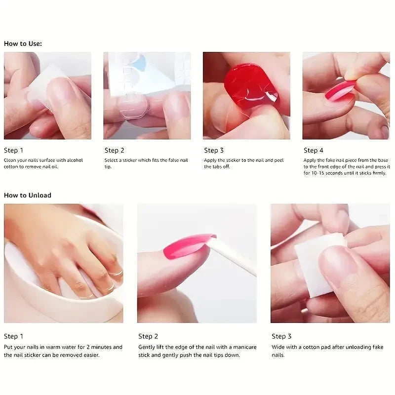 24pcs Handmade Short Square False Nails with Blue French Tips & White Flowers