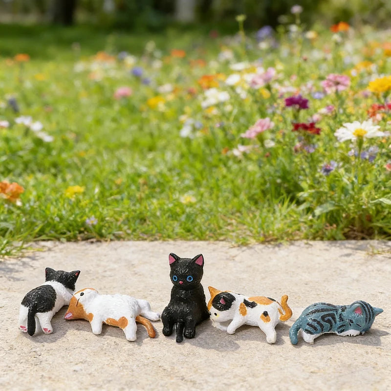 Set of 5 Cute Healing Cat Monitor Decorations - Kawaii Screen Edge Figurines for Office Desk, Anti-Loneliness Companion