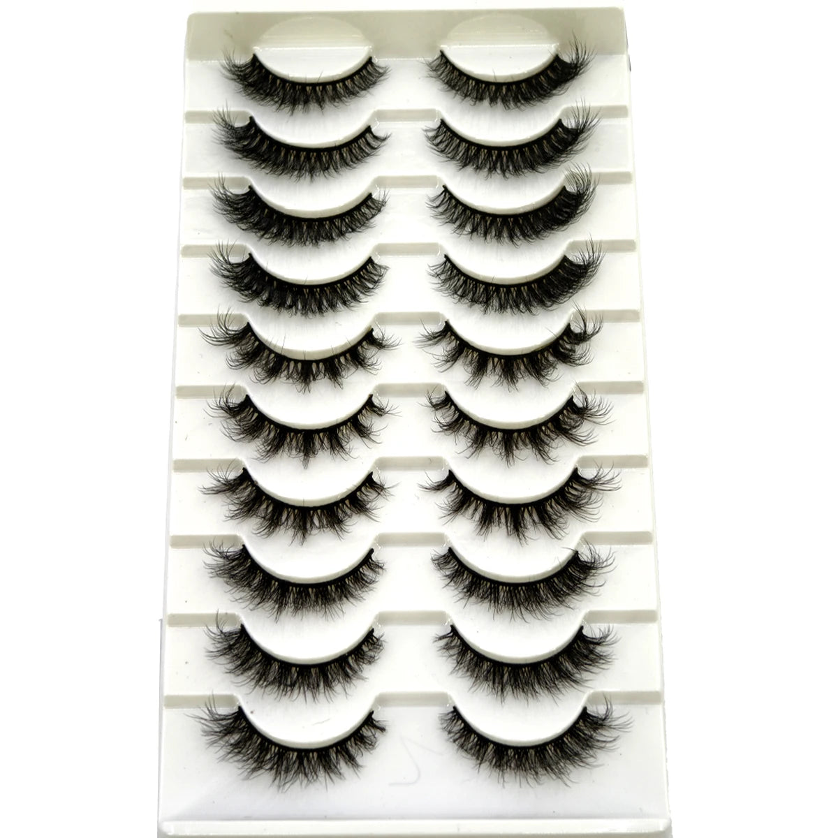 10 Pairs Fluffy Mink False Eyelashes - Natural Dramatic Look, Wispy & Long