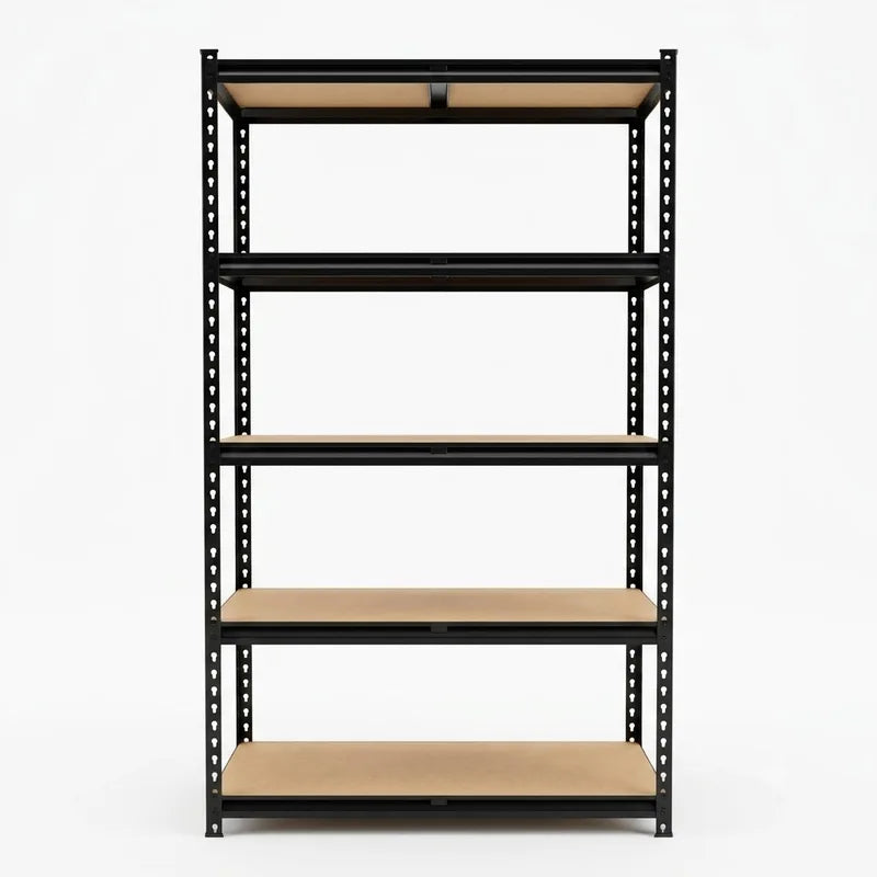 Heavy Duty 5-Tier Garage Shelving Unit - Space-Saving Metal Storage Rack with MDF Boards