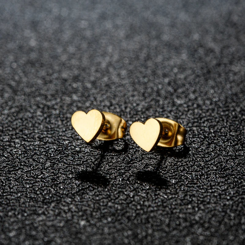 Stainless Steel Heart Earrings for Women - Trendy Fashion Stud Jewelry