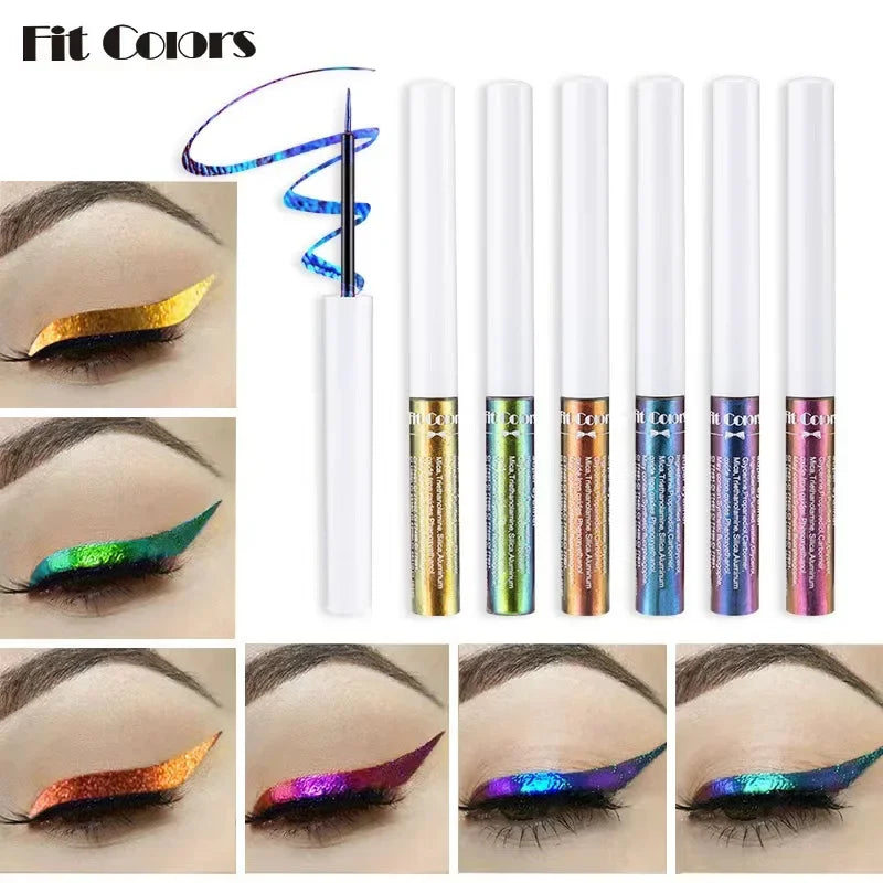 Liquid Eyeliner with Pearl Glitter & Multi-Chrome Colors - Long-Lasting Metallic Eye Makeup