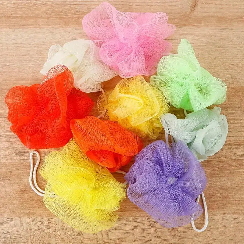 10 Pcs Colorful Bath Shower Puffs - Exfoliating Mesh Loofah Sponge Set