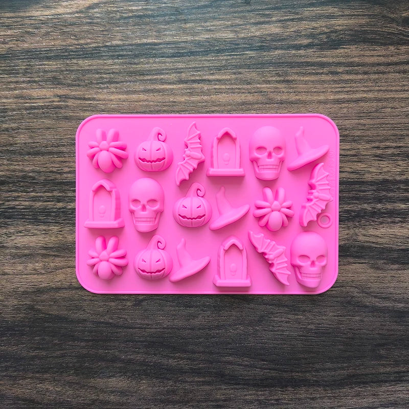Halloween Silicone Mold Set - Ghost Pumpkin Bat Skull Witch Hat for Baking & Candy Making