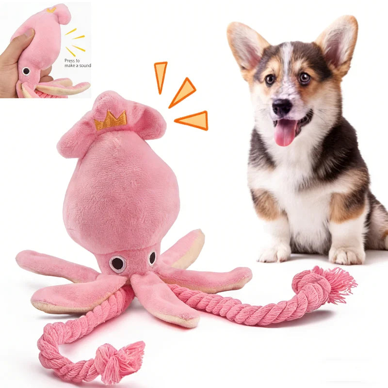 Sound-Emitting Cotton Rope Dog and Cat Toy Octopus - Durable Chew & Interactive Play