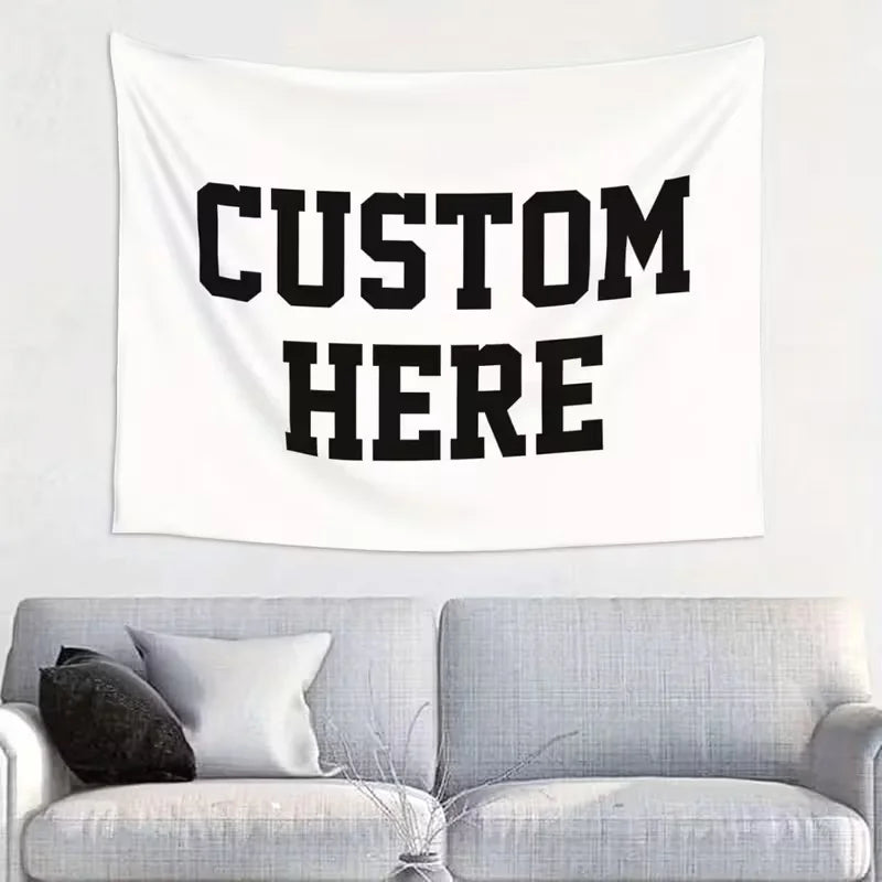 Customizable Photo & Text Tapestry for Birthday Wedding Halloween Holiday Decor