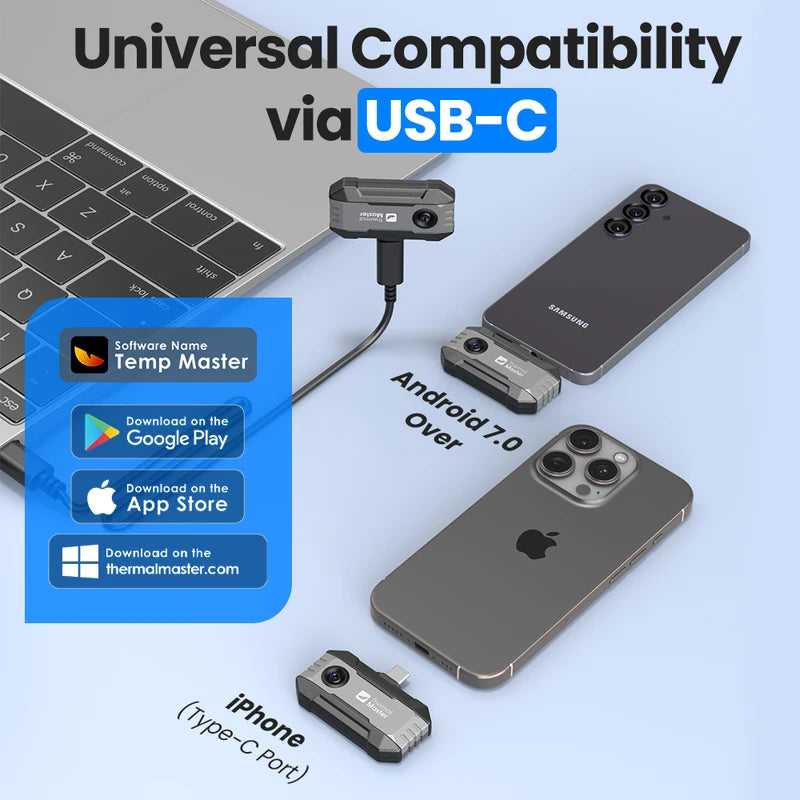 Thermal Imager P1 for USB-C Phones - 320x240 IR Resolution, 25Hz, 600°C Temp Range
