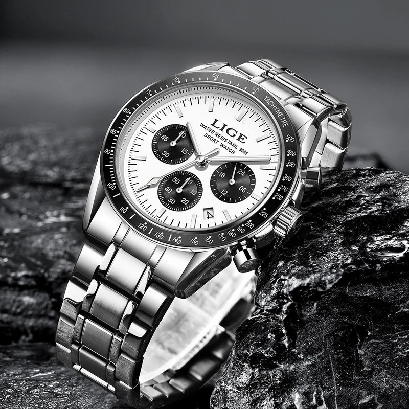 Luxury Business Men's Watch with Stainless Steel Strap and Luminous Dial