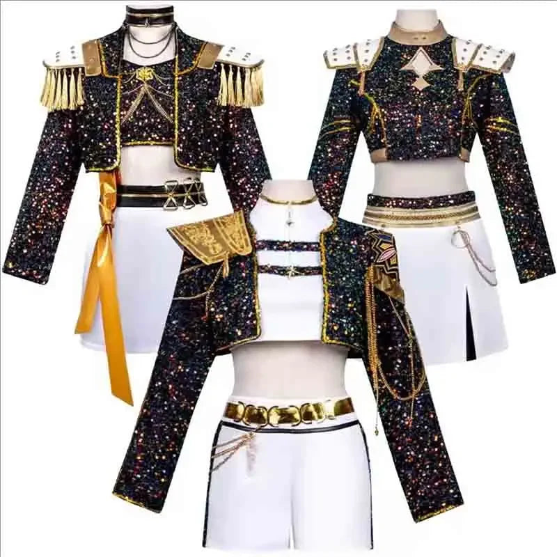 Korean Style Woman Suit Halloween Cosplay Costume Black Shiny Suit