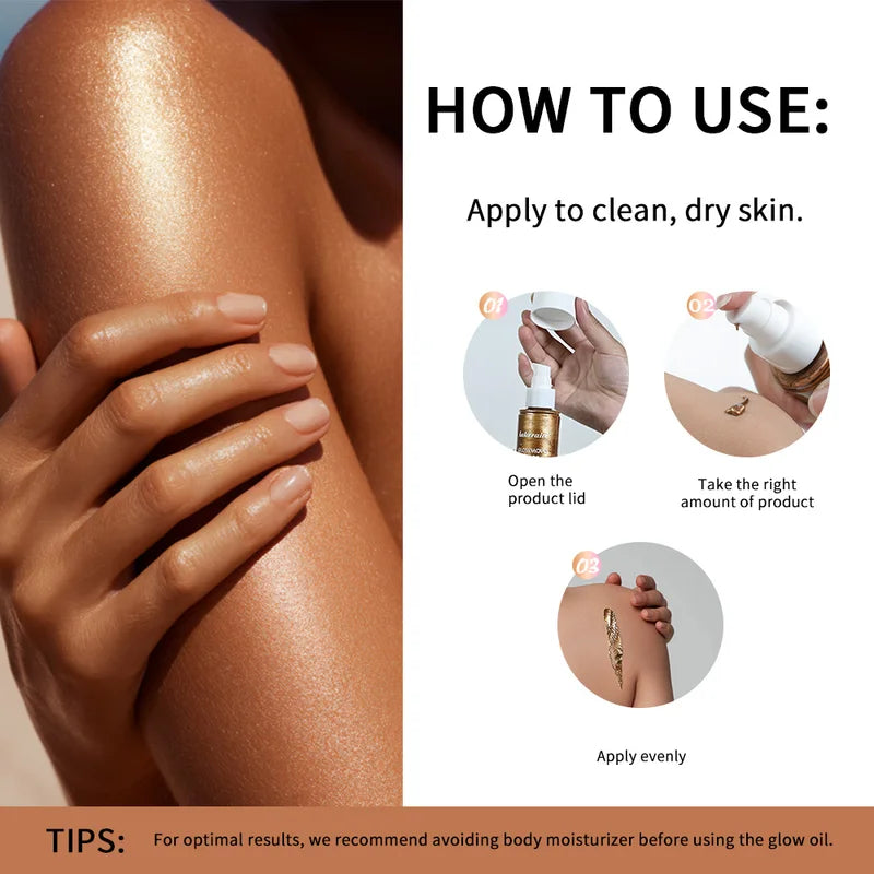 Hydrating Glow Body Oil with Shimmer and Tropical Scent - 100ml