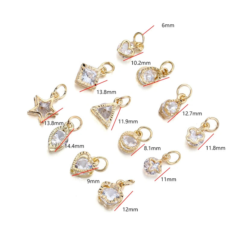 10Pcs Alloy Rhinestone Heart Charms for DIY Earrings & Necklace Making