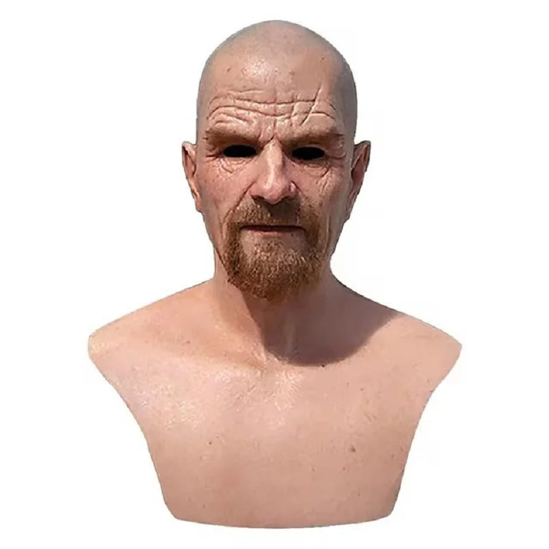 Old Man Mask Halloween Cosplay Prop Realistic Latex Headgear - Unisex