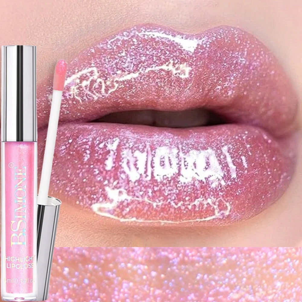 High-Shine Glitter Lip Gloss with Pearlescent Micro-Shimmers and Hydrating Formula